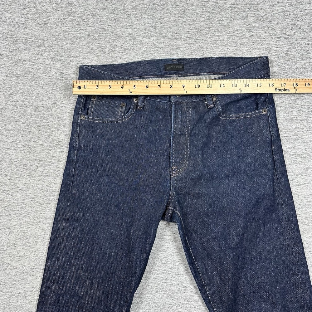 Uniqlo Jeans Mens 32x32 Blue Selvedge Kaihara Japan Denim Slim Straight Mid Rise - Picture 4 of 11